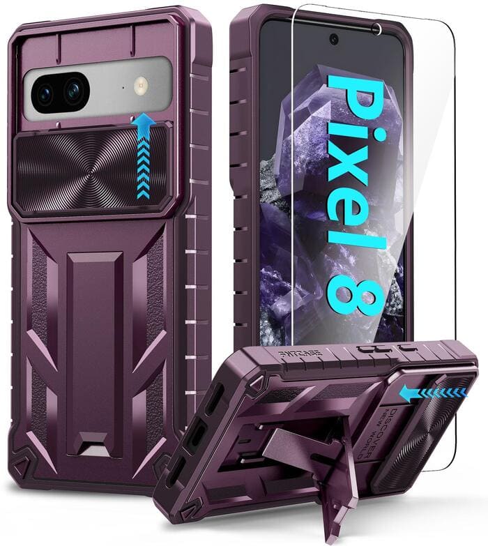 Pixel 8 2023 Phone Case 6.3 inch Military Grade with Kickstand Dark Purple