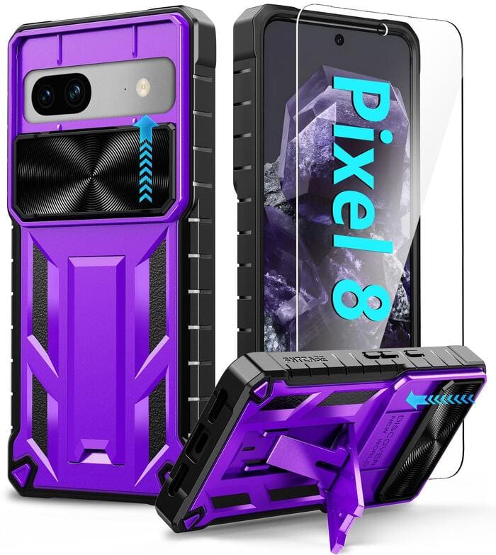Pixel 8 2023 Phone Case 6.3 inch Military Grade with Kickstand Purple