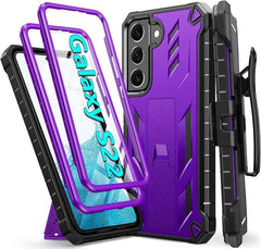 Galaxy S22 Military Rugged Sturdy Bumper Textured Cover with Belt-Clip Holster & Kickstand - FNTCASE OFFICIAL