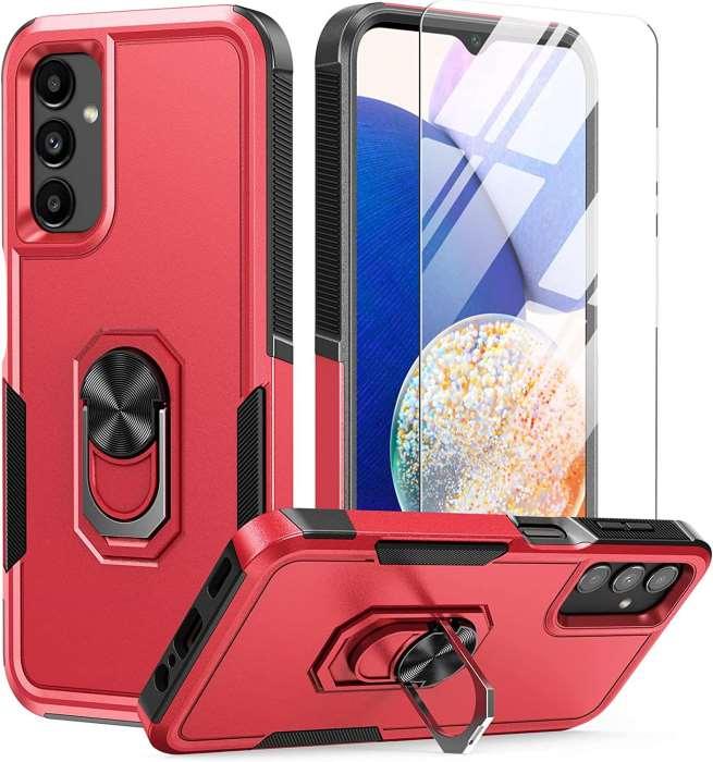 Galaxy A14 5G 6.6inch 2023 Magnetic Kickstand Military Matte Cover with Rugged Ring Holder & Screen Protector - FNTCASE OFFICIAL