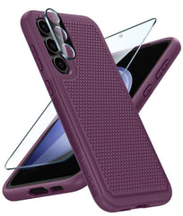Samsung Galaxy S23-FE Sturdy Case with Non-Slip Texture Red Purple