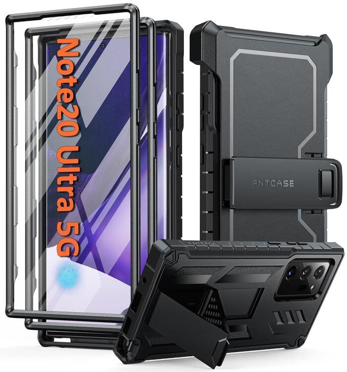 Galaxy Note-20-ultra Case: with Belt-Clip Holster and Kickstand Black FNTCASE