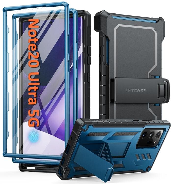 Galaxy Note-20-ultra Case: with Belt-Clip Holster and Kickstand Blue FNTCASE
