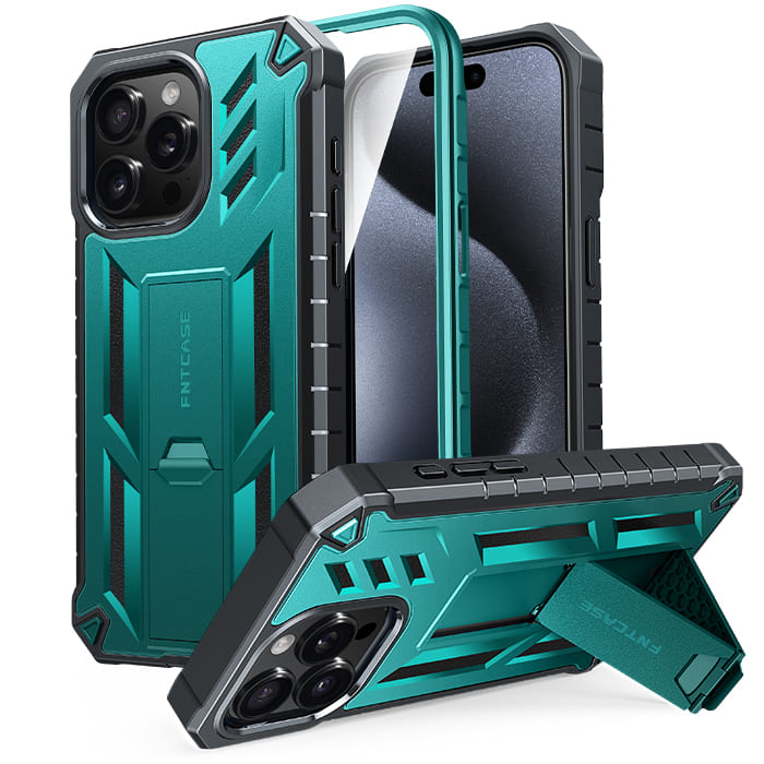 iPhone 15 Pro Case: Military Grade Rugged Cell Phone Cover with Built-in Screen Protector and Kickstand FNTCASE OFFICIAL iPhone 15 Pro Case: Military Grade Rugged Cell Phone Cover with Built-in Screen Protector and Kickstand FNTCASE OFFICIAL