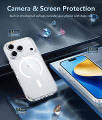 FNTCASE For iPhone 17 Pro 6.3 inch Clear Case: Magnetic Charging Shockproof Magsafe Support