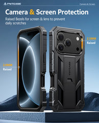 FNTCASE Handyhülle für iPhone 17 Pro Max 6,9 Zoll: Stoßfest in Militärqualität mit integriertem Displayschutz und Ständer