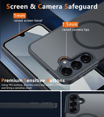 FNTCASE for Samsung Galaxy A16 5G 6.7 Inch Phone Case: Magnetic Translucent Matte Shockproof Slim Phone Cover - Military Grade Drop Proof Hard Back Anti-Fingerprint Protective Case