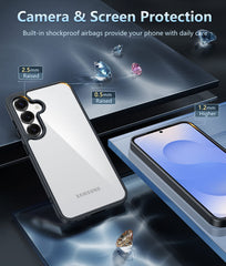 FNTCASE for Samsung Galaxy S25 6.2 Inch Case: Matte Clear Military Grade Drop Protection Phone Cover