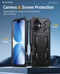 FNTCASE For iPhone 17 Phone Case: Military Grade Shockproof with Built-in Screen Protector and Kickstand