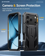 FNTCASE For iPhone 17 Pro Max 6.9 inch Phone Case: Military Grade Shockproof with Built-in Screen Protector and Kickstand