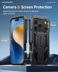 FNTCASE for iPhone 17 Pro Case: Military Grade Rugged Cell Phone Cover with Kickstand and Belt Clip Holster