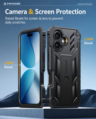 FNTCASE for iPhone 17 Case: Military Grade Rugged Cell Phone Cover with Kickstand and Belt Clip Holster
