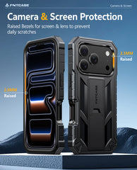 FNTCASE für iPhone 17 Pro Max Hülle: Robuste Handyhülle in Militärqualität mit Ständer und Gürtelclip-Holster 
