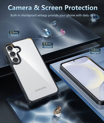 FNTCASE for Samsung Galaxy S25 6.2 Inch Case: Matte Clear Military Grade Drop Protection Phone Cover