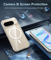 Transparente Handyhülle für Google Pixel 10/10 Pro/9/9 Pro (6,3 Zoll): Magnetisches Laden, stoßfest, Magsafe-Unterstützung 