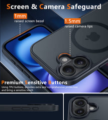 FNTCASE for iPhone 16 Case: Support Camera Control Capture Magnetic Matte Translucent Phone Case - Military Grade Drop-Proof Shockproof Slim Rugged Protective Cover (Camera Control)