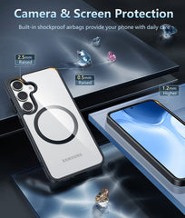 FNTCASE for Samsung Galaxy S25 6.2 Inch Case: Magnetic Charging Shockproof Magsafe Support Phone Case