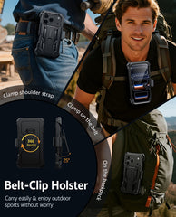 FNTCASE für iPhone 17 Pro Max Hülle: Robuste Handyhülle in Militärqualität mit Ständer und Gürtelclip-Holster 