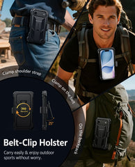FNTCASE for iPhone 17 Air Case: Military Grade Rugged Cell Phone Cover with Kickstand and Belt Clip Holster