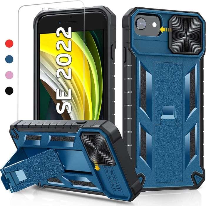 iPhone SE 2020 Case,iPhone SE 2022 Case,3 in 1 Built-in Screen Full Body  Protector Phone Case,Shockproof TPU Hard PC Bumper Drop-Proof Shell for