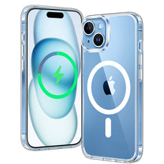 iPhone 15 Clear Phone Case: Magnetic Charging Anti Yellowing Shockproof Magsafe Support