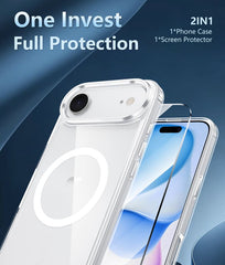 FNTCASE For iPhone 17 Air 6.6 inch Clear Case: Magnetic Charging Shockproof Magsafe Support