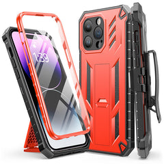 iPhone 14 Pro Max 6.7 inches TPU Bumper Matte Textured Phone Cover with Built-in Kickstand and Belt Clip Holster