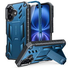 FNTCASE iPhone 16 Plus 6.7インチ 2024用電話ケース: ミリタリーグレードの耐衝撃性、スクリーンプロテクターとキックスタンド内蔵