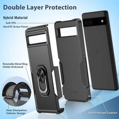 Pixel 6A case with Ring Holder Kickstand Military Shockproof Protection Cell Phone Protective Cover - FNTCASE OFFICIAL