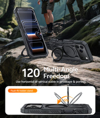 iPhone 18 Pro Case with Ring Holder Magnetic Kickstand Military Grade Shockproof Protective Rugged Cell Phone Cover