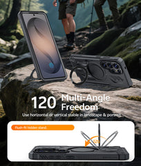 Magnetic Kickstand Case for Samsung Galaxy S26 Ultra 6.9”, Military Grade Protective Cover with Built-in Screen Protector & 2 Front Frames