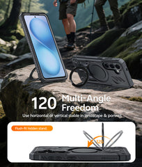 Magnetic Kickstand Case for Samsung Galaxy S26 6.3”, Military Grade Protective Cover with Built-in Screen Protector & 2 Front Frames