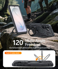 Magnetic Kickstand Case for Samsung Galaxy S26 6.3”, Military Grade Protective Cover with Built-in Screen Protector & 2 Front Frames