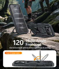 iPhone 18 Pro Case with Ring Holder Magnetic Kickstand Military Grade Shockproof Protective Rugged Cell Phone Cover