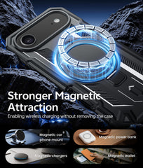 FNTCASE for iPhone 17 Air Case with Ring Holder Magnetic Kickstand Military Grade Shockproof Protective Rugged Cell Phone Cover
