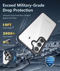 FNTCASE for Samsung Galaxy S25 6.2 Inch Case: Matte Clear Military Grade Drop Protection Phone Cover