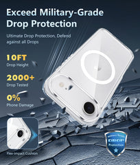 FNTCASE For iPhone 17 Air 6.6 inch Clear Case: Magnetic Charging Shockproof Magsafe Support