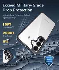 FNTCASE for Samsung Galaxy S25 6.2 Inch Case: Matte Clear Military Grade Drop Protection Phone Cover