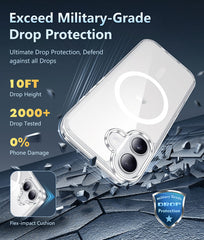 FNTCASE For iPhone 17 6.3 inch Clear Case: Magnetic Charging Shockproof Magsafe Support