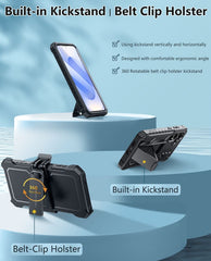 FNTCASE Für Samsung Galaxy S25+/ S24+ 5G 6,2 zoll Telefon Fall: robuste Schutzhülle Telefon Fall mit Gürtel Clip Holster und Kickstand 