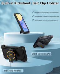 FNTCASE For Samsung Galaxy A15 5G 6.5 inch Phone Case: Rugged Protective Phone Case with Belt Clip Holster and Kickstand