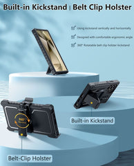 Galaxy S24 Ultra 5G 6.8 inches Case: Rugged Protective Phone Case with Belt Clip Holster and Kickstand