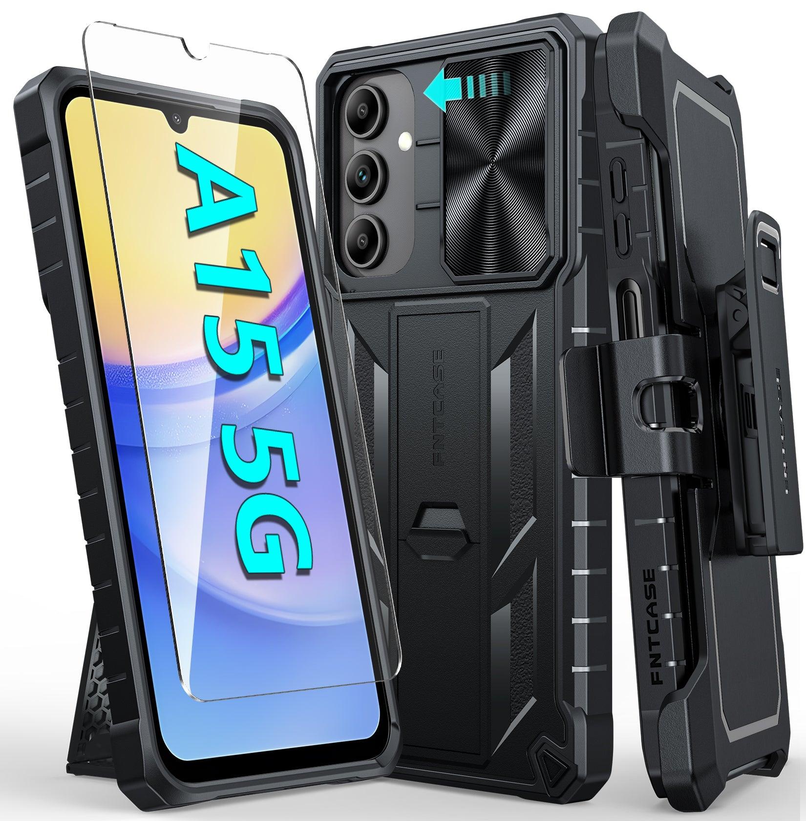 Galaxy A15 5G Case with Belt Clip Holster, Sliding Camera Cover