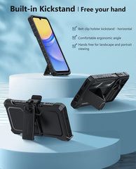 Galaxy A15 5G Case with Belt Clip Holster, Sliding Camera Cover Black