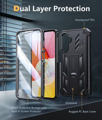 Galaxy A15 5G Protective Case with Built-in Screen Protector Black FNTCASE