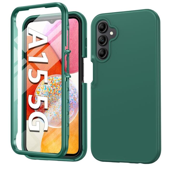 Galaxy A15 5G Case: Protective Silicone Rugged Shockproof Slim Case Green