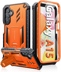 Galaxy A15 5G Protective Case with Built-in Screen Protector Orange FNTCASE