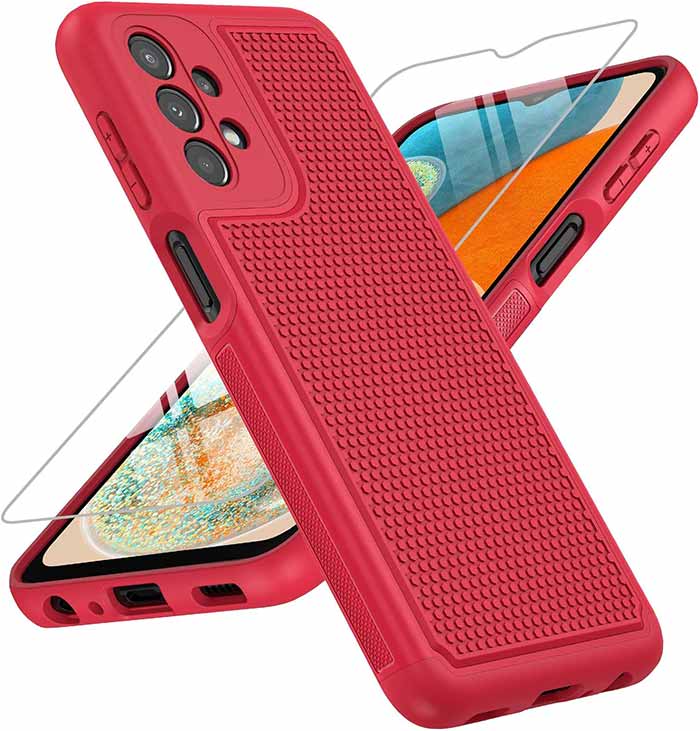 Galaxy A23 5G /4G LTE Protective Phone Case with Non-Slip Texture Red
