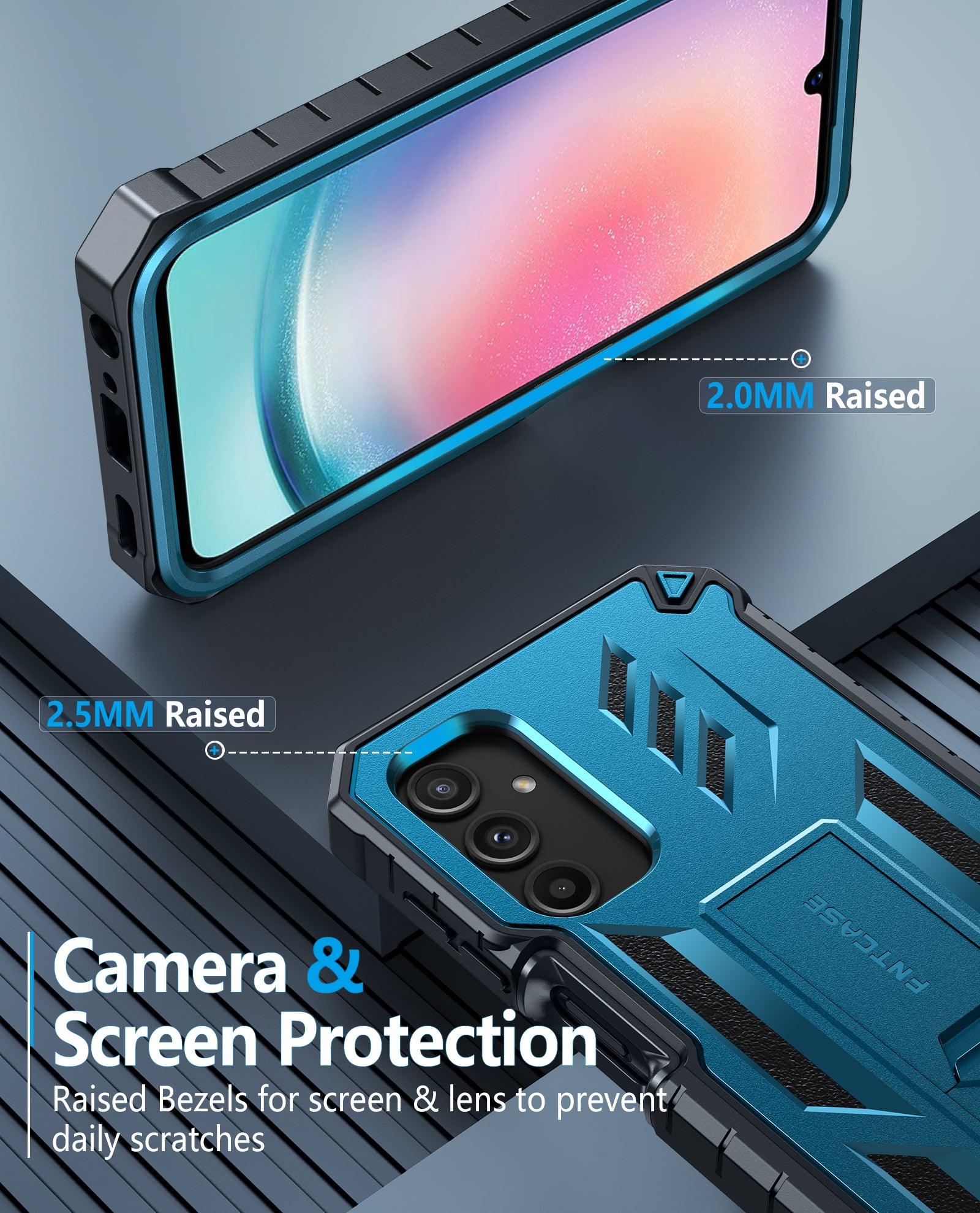 Galaxy A25 /A24 5G Case: Protective Military Grade Drop Proof Phone Case with Built-in Screen Protector and Kickstand - FNTCASE OFFICIAL