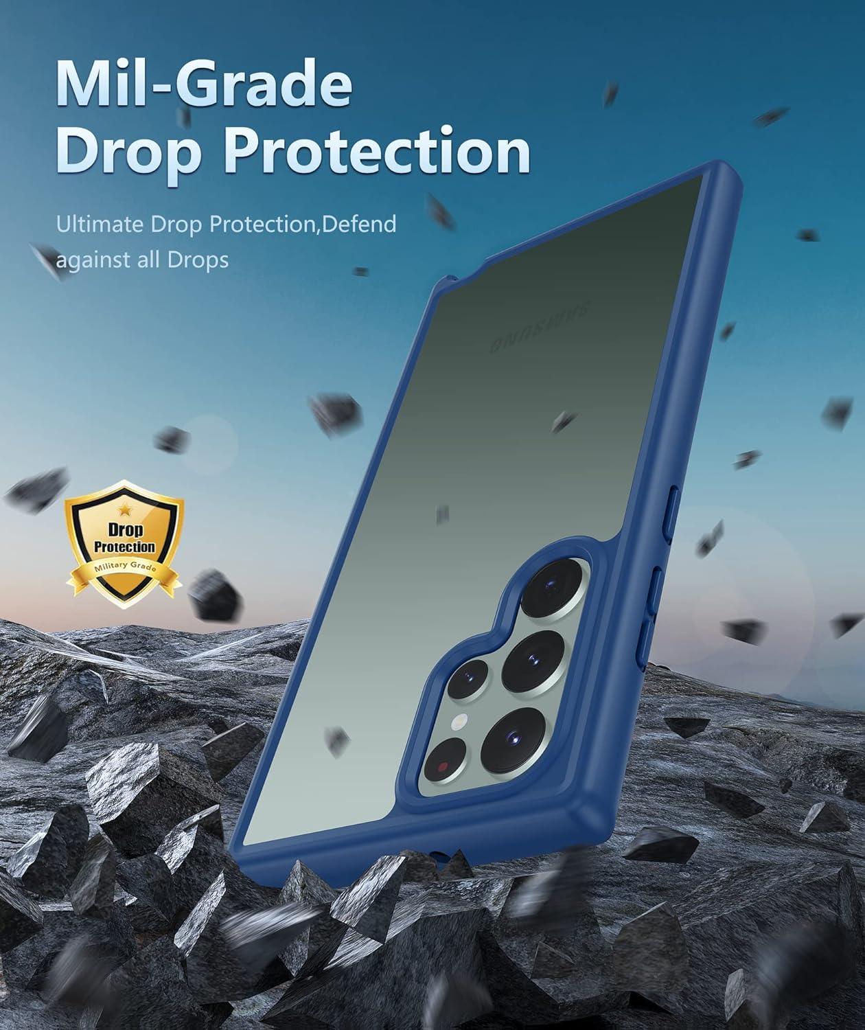 Galaxy S22 Ultra 5G Case: Full Drop Proof Protection Translucent Matte Textured Shockproof Protective Case - FNTCASE OFFICIAL